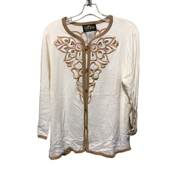 Bob Mackie‎ 2 Pc. Womens Twin Set 3/4 Length Sleeves Size Medium - Picture 5 of 7